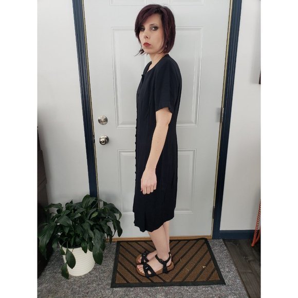 Vintage 90s Black Button Down Dress - Picture 2 of 4